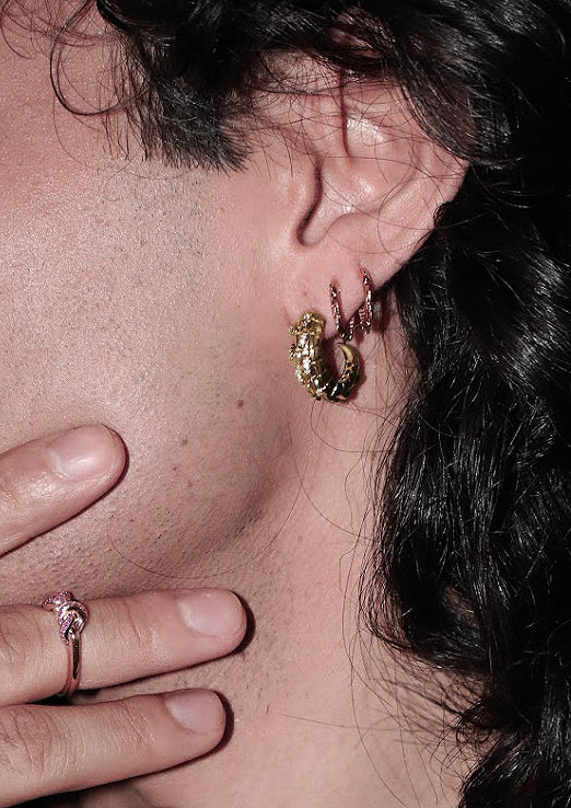 Croc Tail hoops in 18ct Yellow Gold with Yellow Diamonds