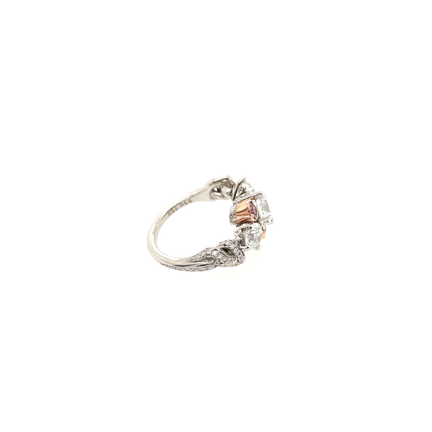 One of a Kind Forget Me Knot Argyle Pink Diamond ring in Platinum and 18ct Rose Gold