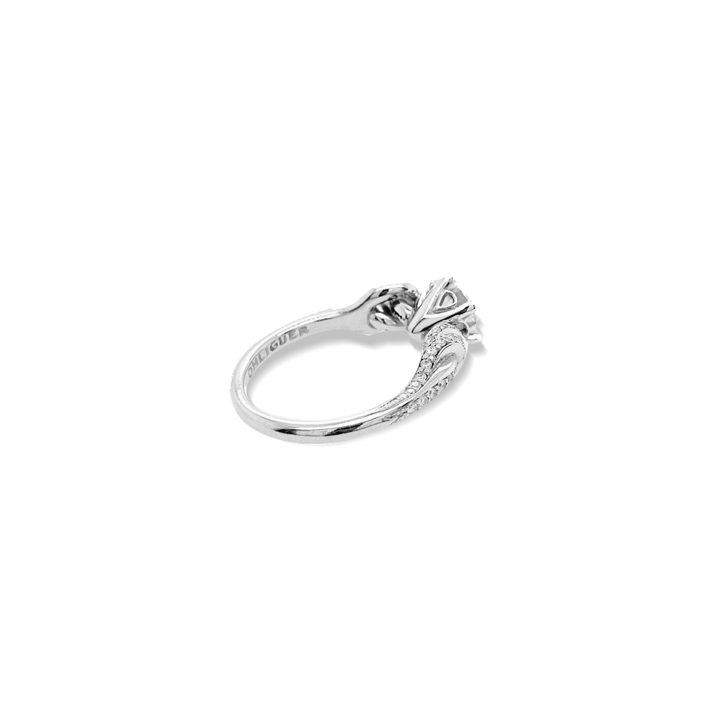 Forget Me Knot Round Brilliant Cut Diamond Ring in Platinum