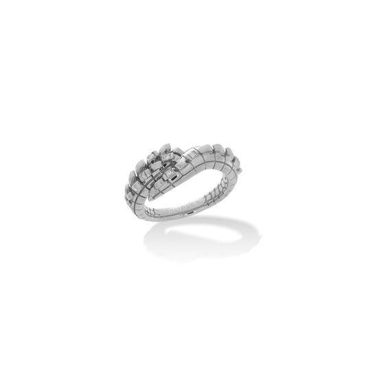 Croc Tail ring in 18ct White Gold with Diamonds