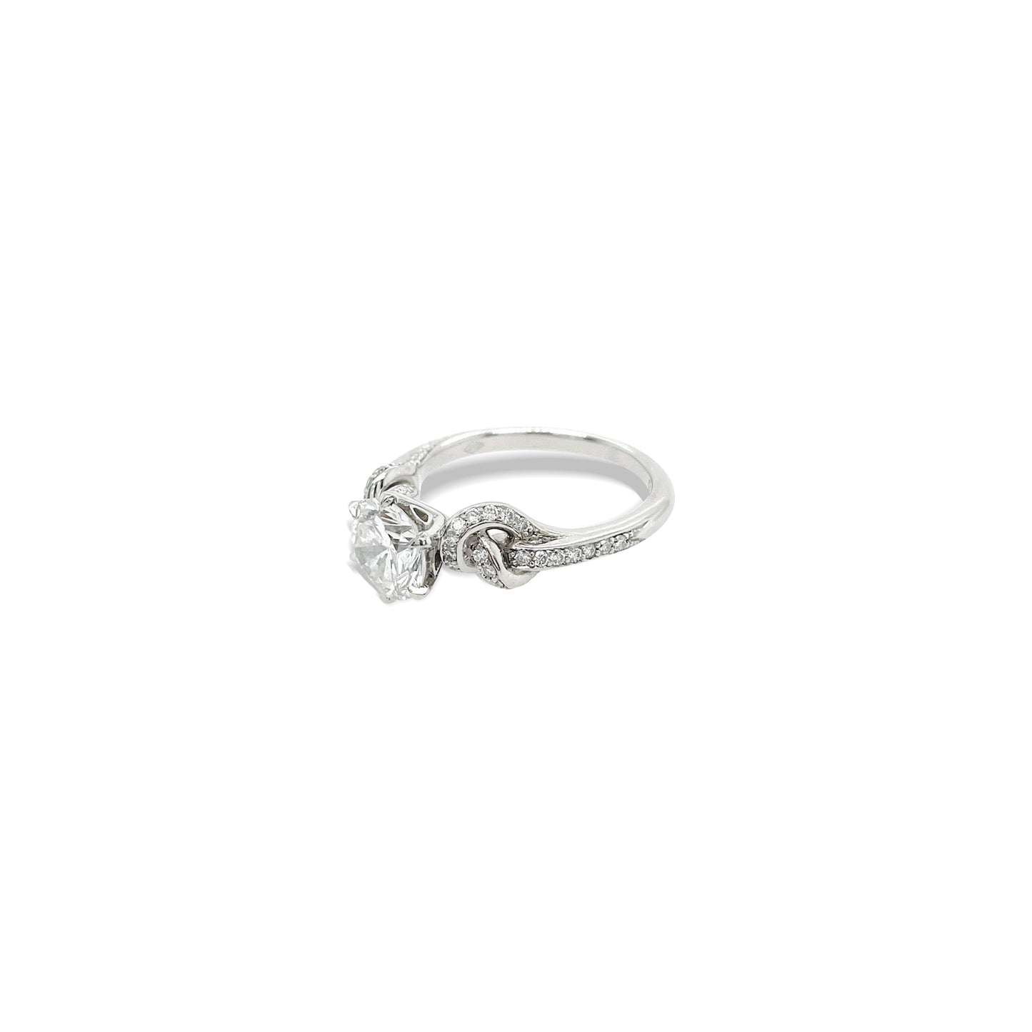 Forget Me Knot Round Brilliant Cut Diamond Ring in Platinum