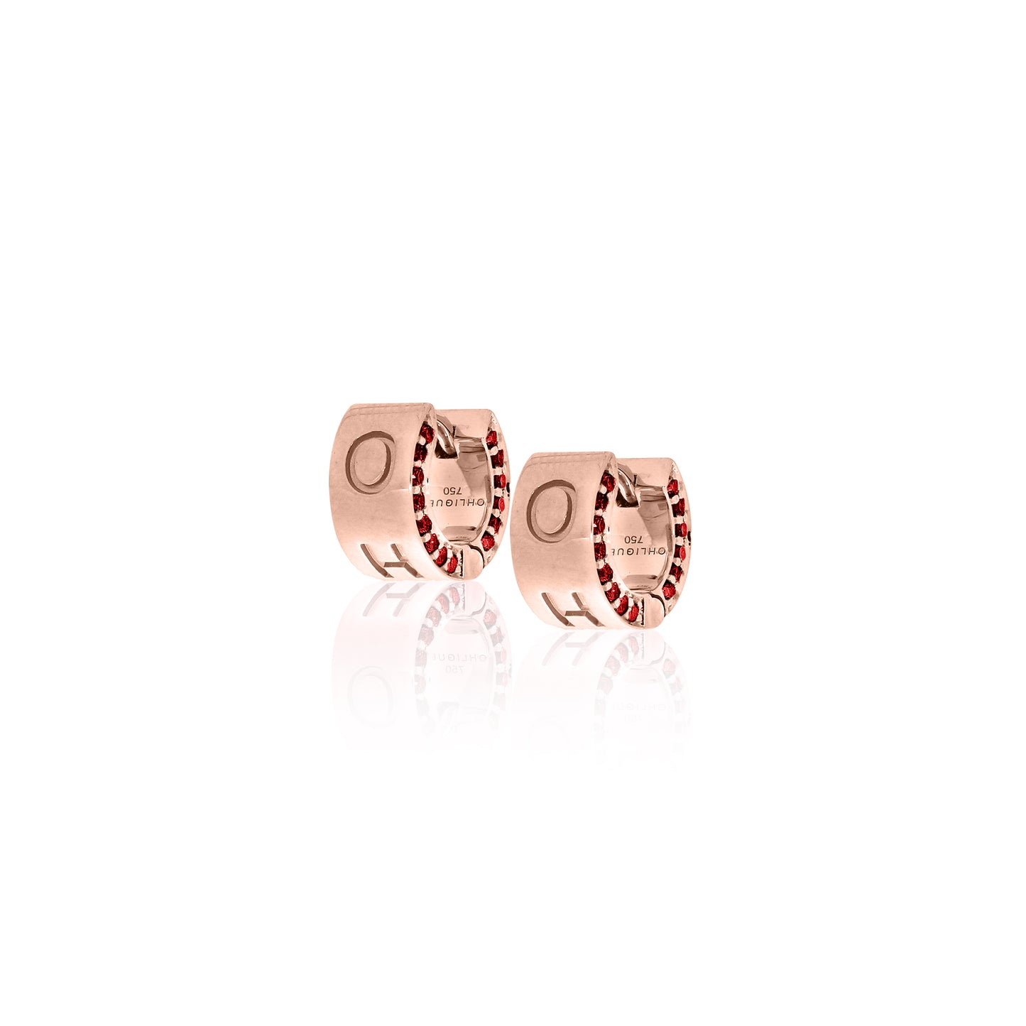 OH! Namesake Ruby Huggies in 18ct Rose Gold
