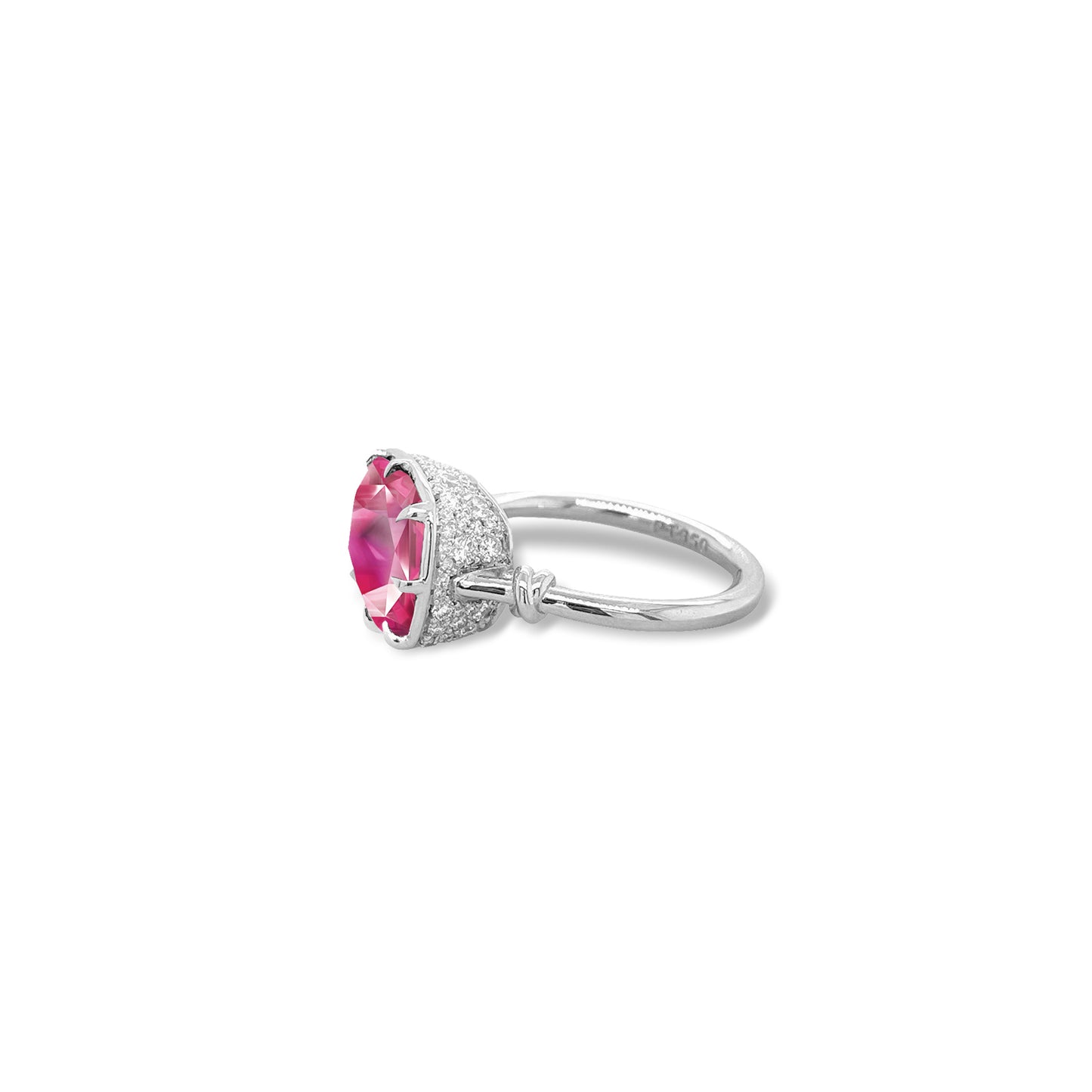 Forget Me Knot Ring with Pink Spinel in 18ct White Gold