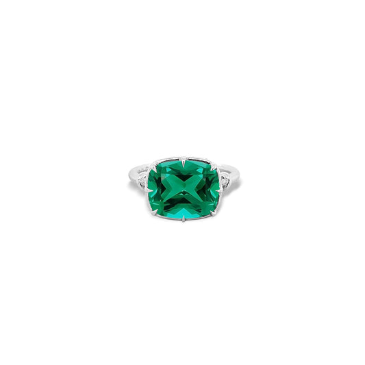 Forget Me Knot Ring with Tsavorite in 18ct White Gold