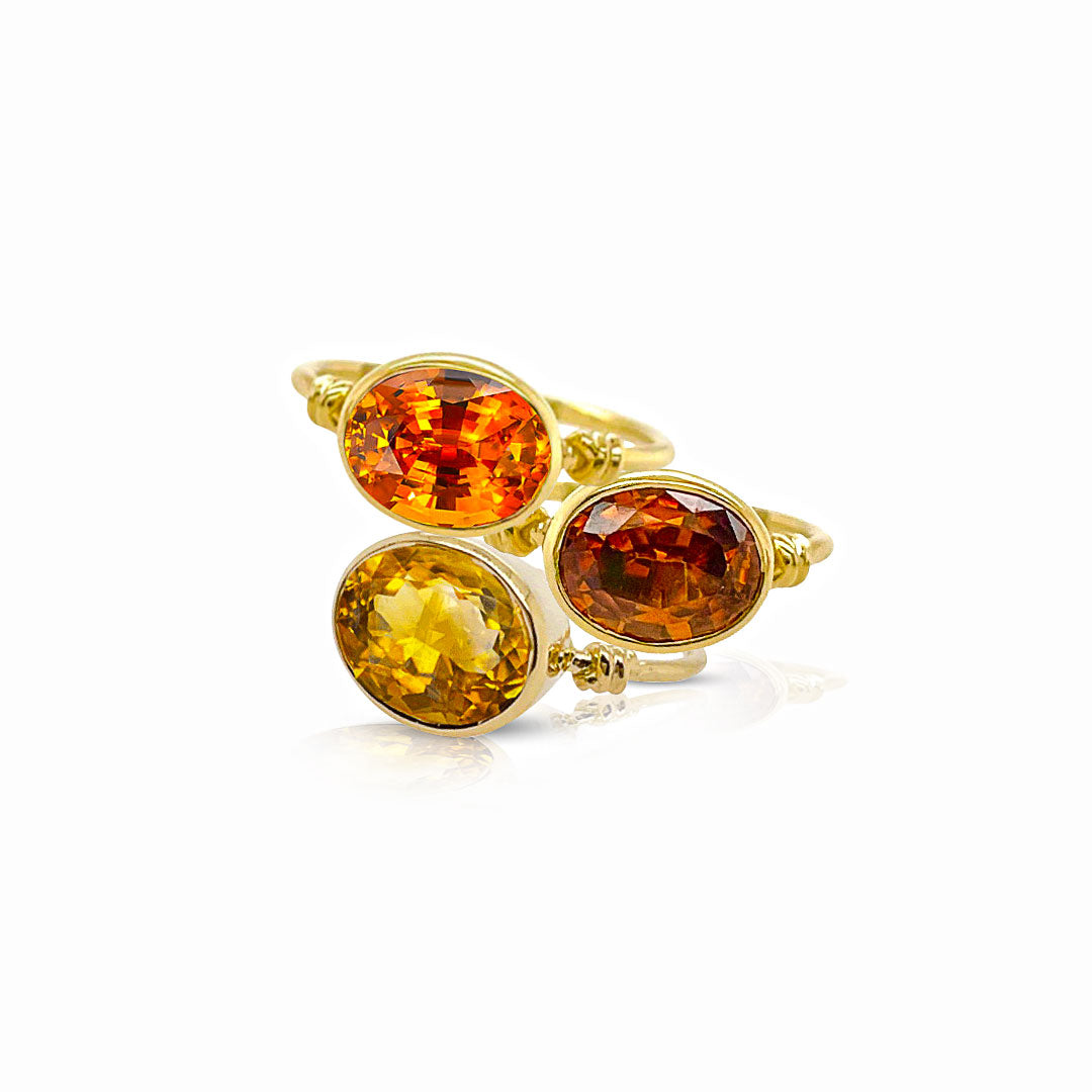 Love Knot Ring with Mandarin Garnet & 18ct Yellow Gold