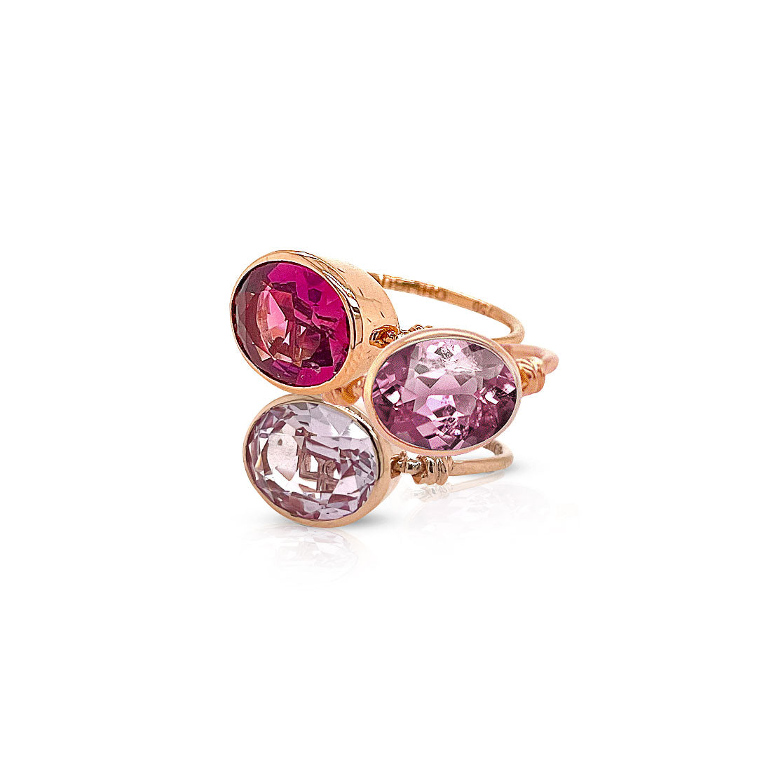 Love Knot ring in Pink Tourmaline and 18ct Rose gold