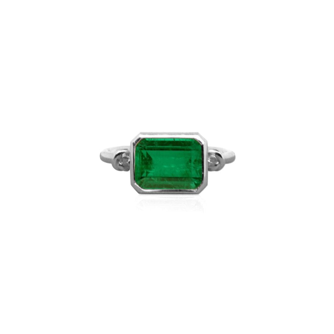 Forget Me Knot Ring with 2ct Emerald & 18ct White Gold