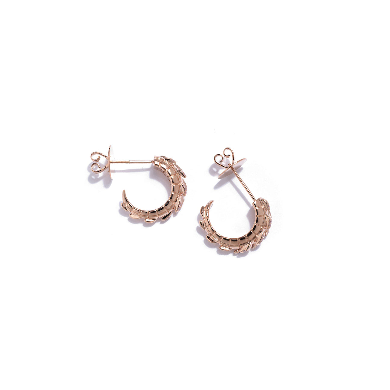 Croc Tail hoops in 18ct Rose Gold with Pink Argyle Diamonds
