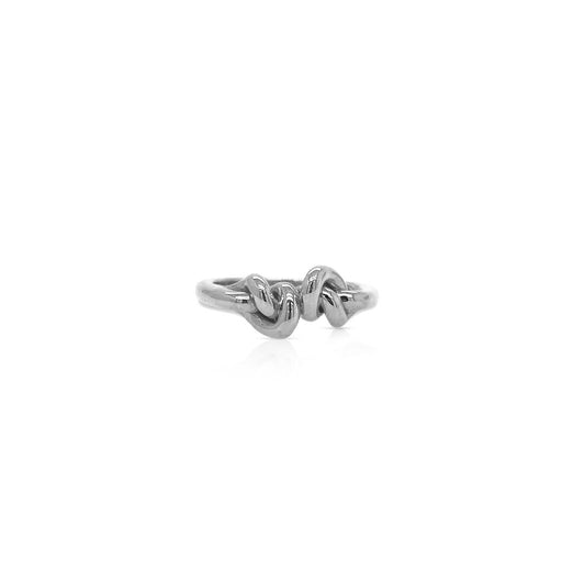 Double Love Knot ring in 18ct White Gold