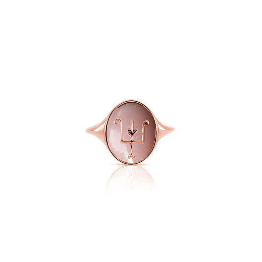 Namesake Signet ring in Pink Opal and 18ct Rose gold