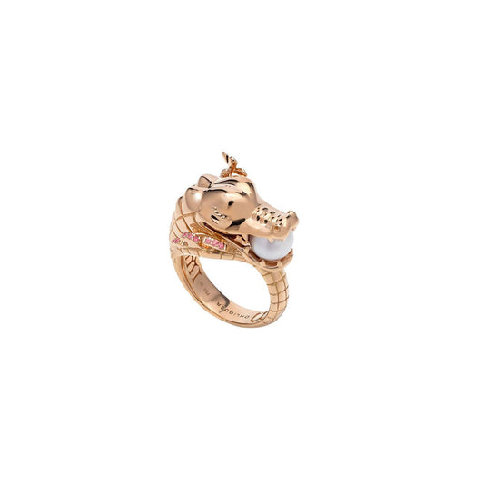 Croc ring with Australian Akoya Pearl in 18ct Rose Gold