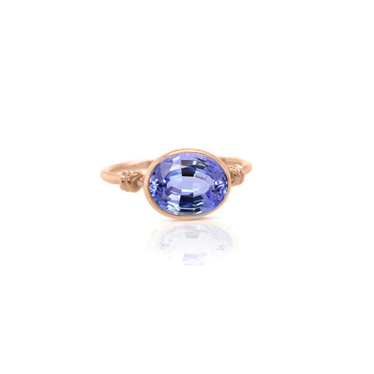 Love Knot ring in Tanzanite and 18ct Rose gold
