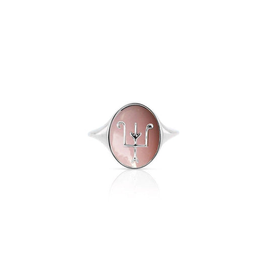 Namesake Signet ring in Pink Opal and 18ct White gold