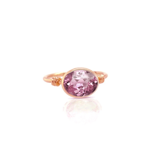 Love Knot ring in Pink Tourmaline and 18ct Rose gold