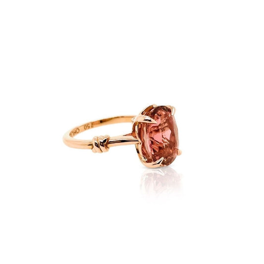 Forget Me Knot Pink Tourmaline Ring in 18ct Rose Gold