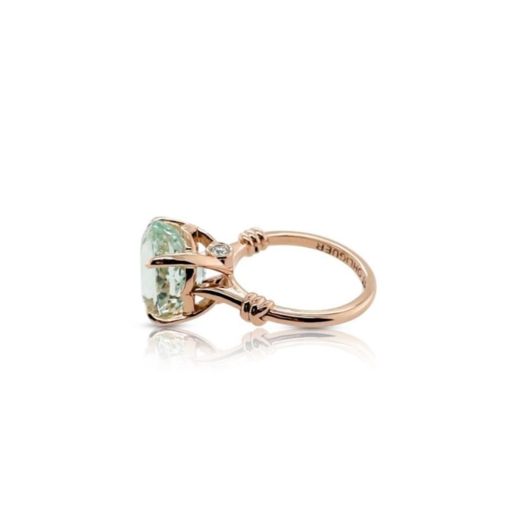 6ct Forget Me Knot Aquamarine Ring in 18ct rose gold