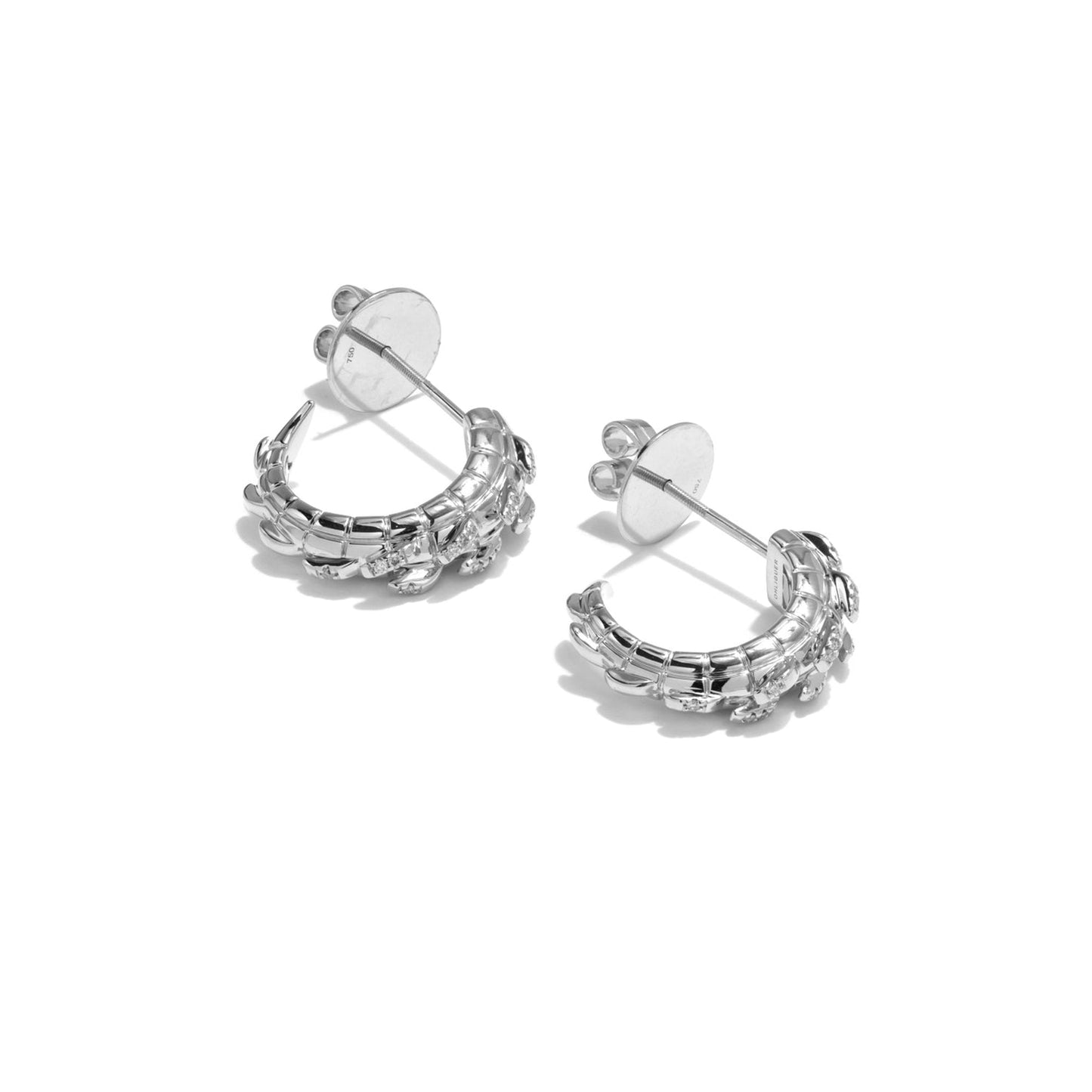 Croc Tail hoops in 18ct White Gold with Diamonds
