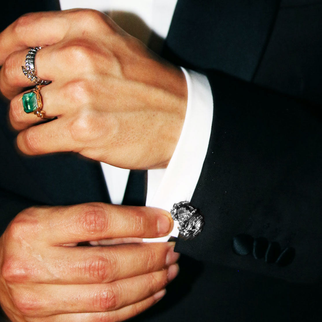 Lovers Croc Tail cufflinks in 18ct White Gold