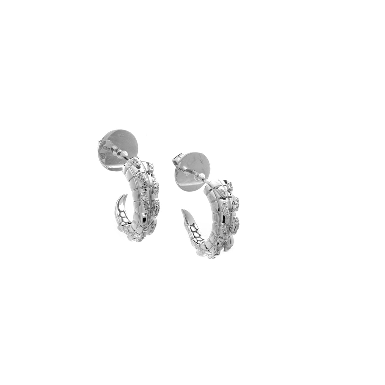 Croc Tail hoops in 18ct White Gold with Diamonds