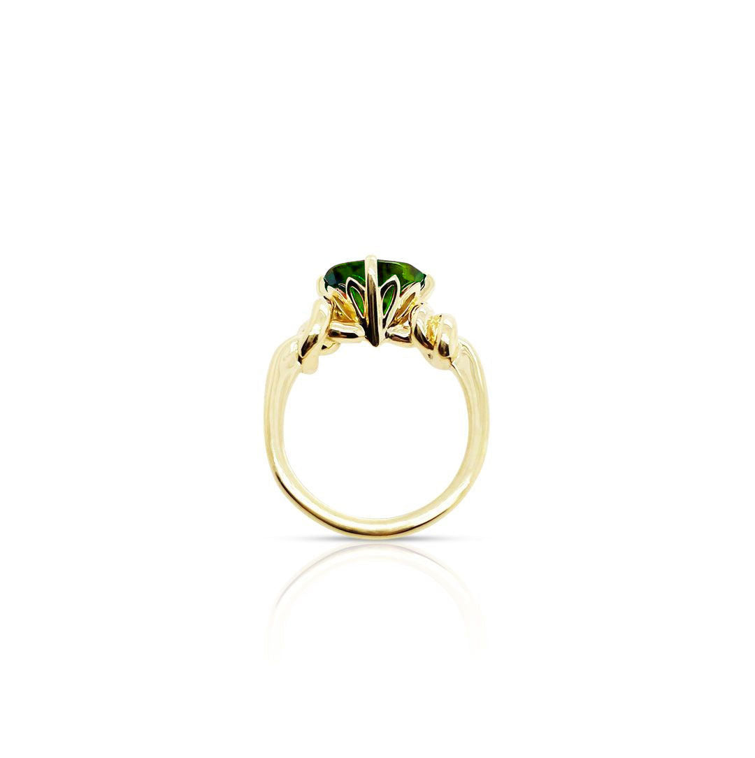 Forget Me Knot Ring with Demantoid in 18ct Yellow Gold