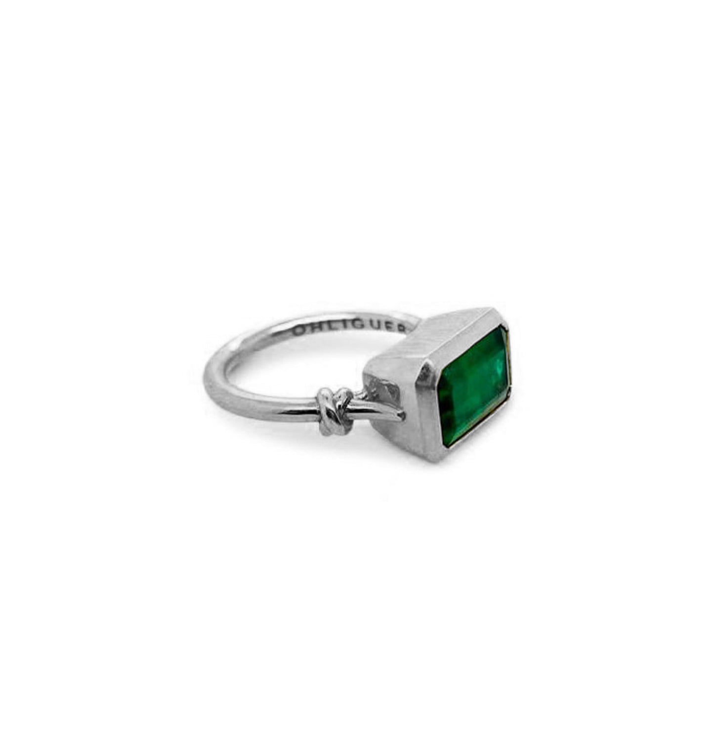 Forget Me Knot Ring with 2ct Emerald & 18ct White Gold