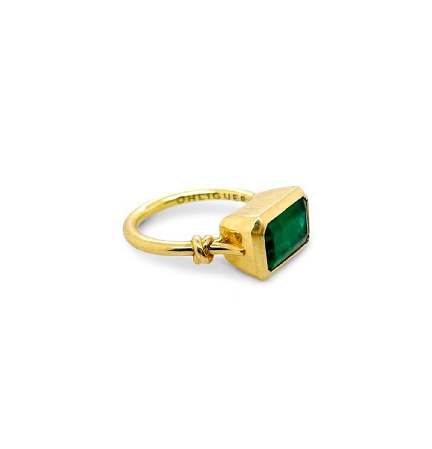 2ct Forget Me Knot Ring with Emerald & 18ct yellow gold