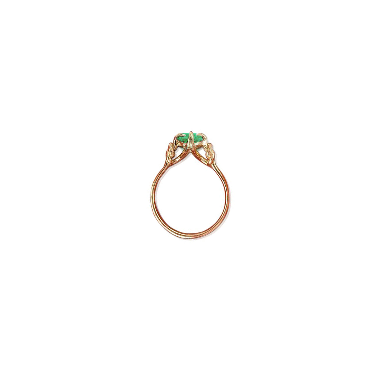 1ct Emerald Oval cut Reef Knot ring in 18ct RoseGold