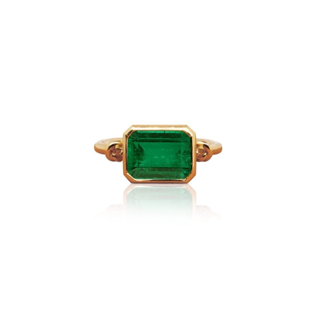 1ct Forget Me Knot Ring with Emerald & 18ct Rose Gold