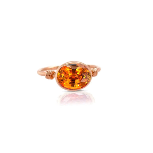 Love Knot Ring with Mandarin Garnet & 18ct Rose Gold