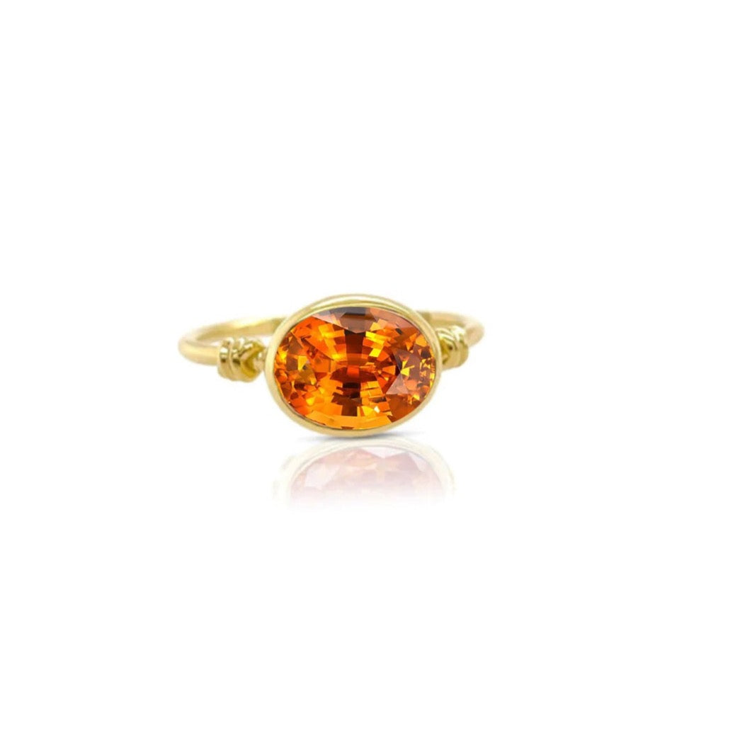 Love Knot Ring with Mandarin Garnet & 18ct Yellow Gold