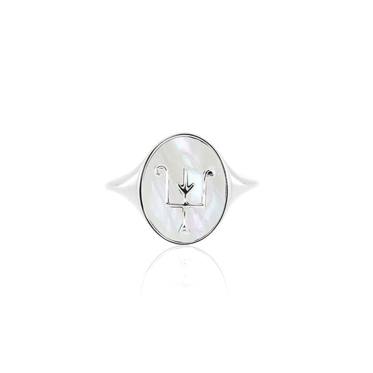Namesake Signet ring in Pearl and 18ct White Gold