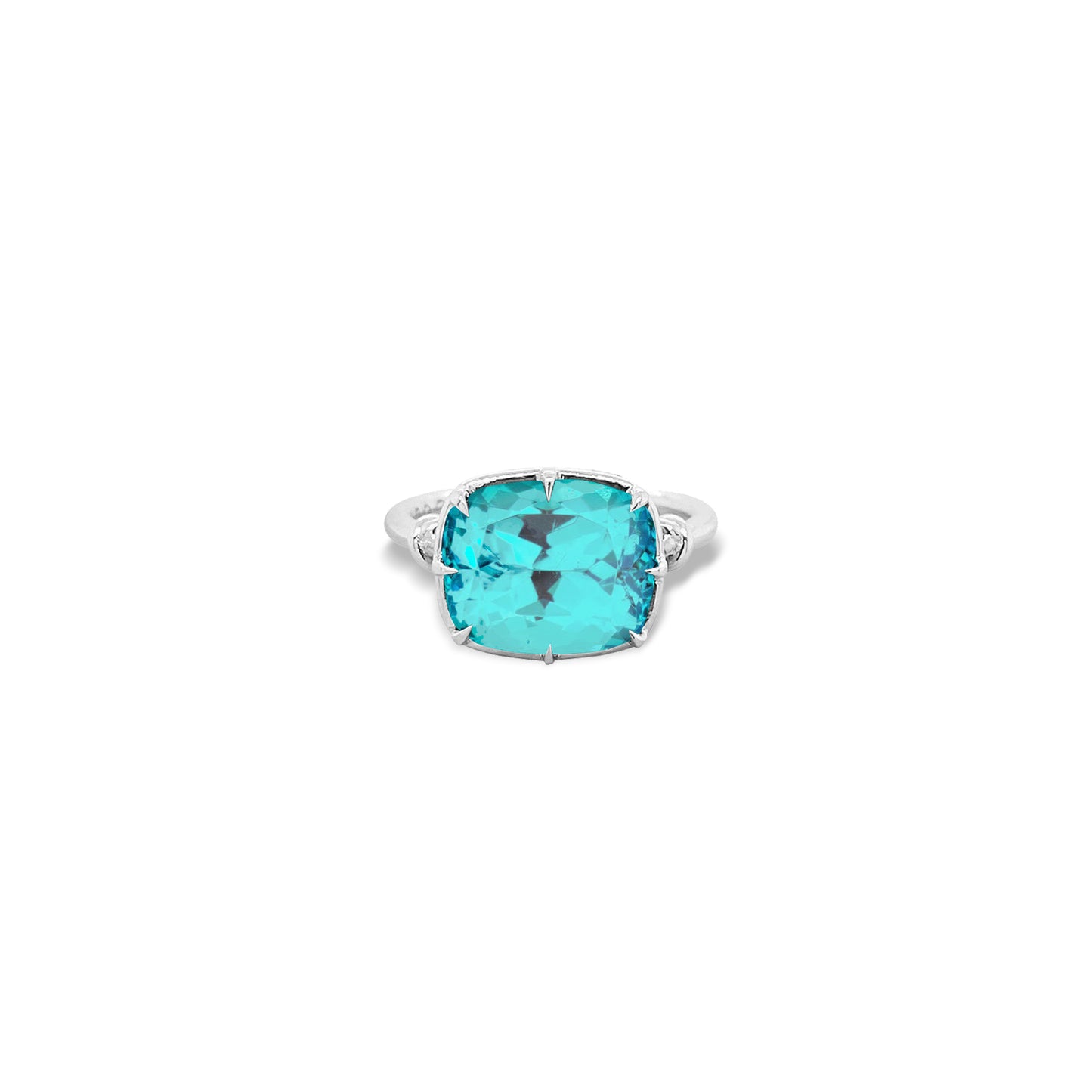 One of a Kind Forget Me Knot Ring with 5ct Paraiba in 18ct White Gold