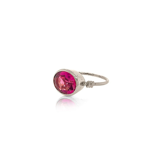 Love Knot ring in Rubellite and 18ct White gold