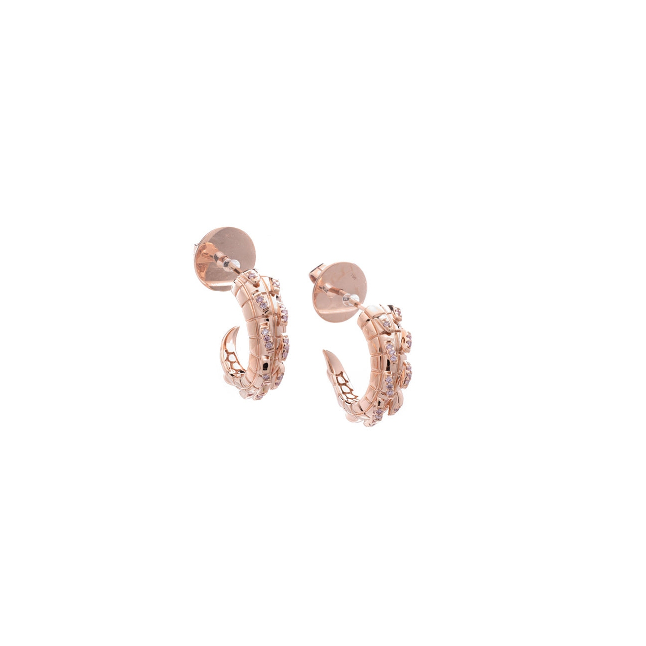 Croc Tail hoops in 18ct Rose Gold with Pink Argyle Diamonds