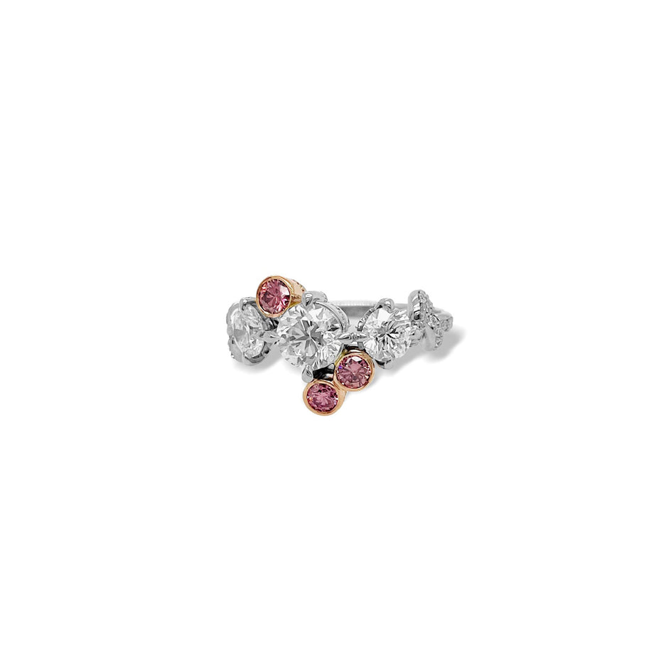 One of a Kind Forget Me Knot Argyle Pink Diamond ring in Platinum and 18ct Rose Gold