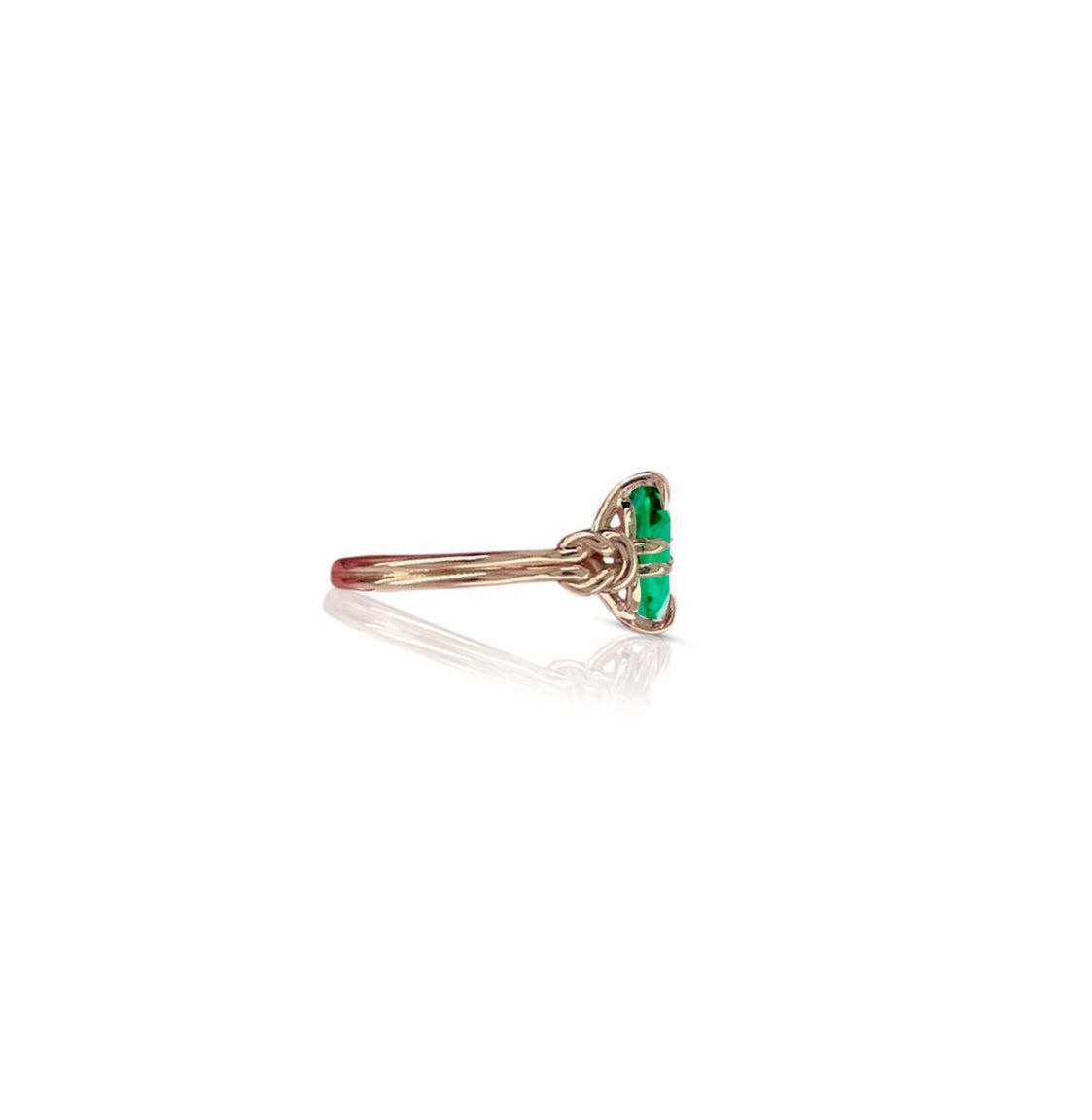 1ct Emerald Oval cut Reef Knot ring in 18ct RoseGold