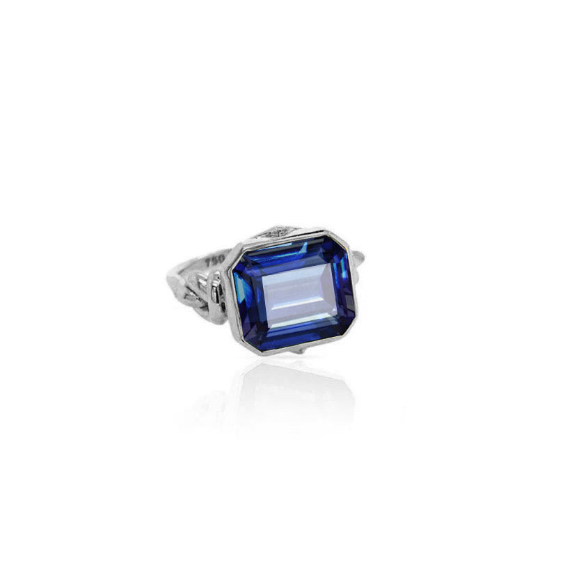 Forget Me Knot 5ct Tanzanite ring in 18ct White gold
