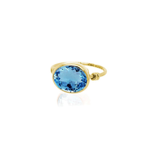 Love Knot ring in Blue Topaz and 18ct Yellow gold