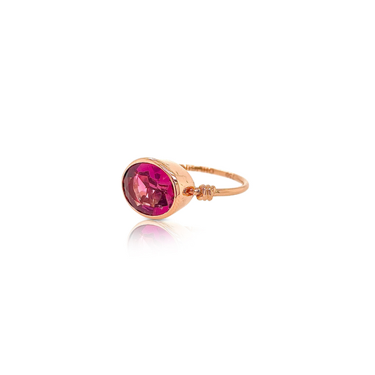 Love Knot ring in Rubellite and 18ct Rose gold