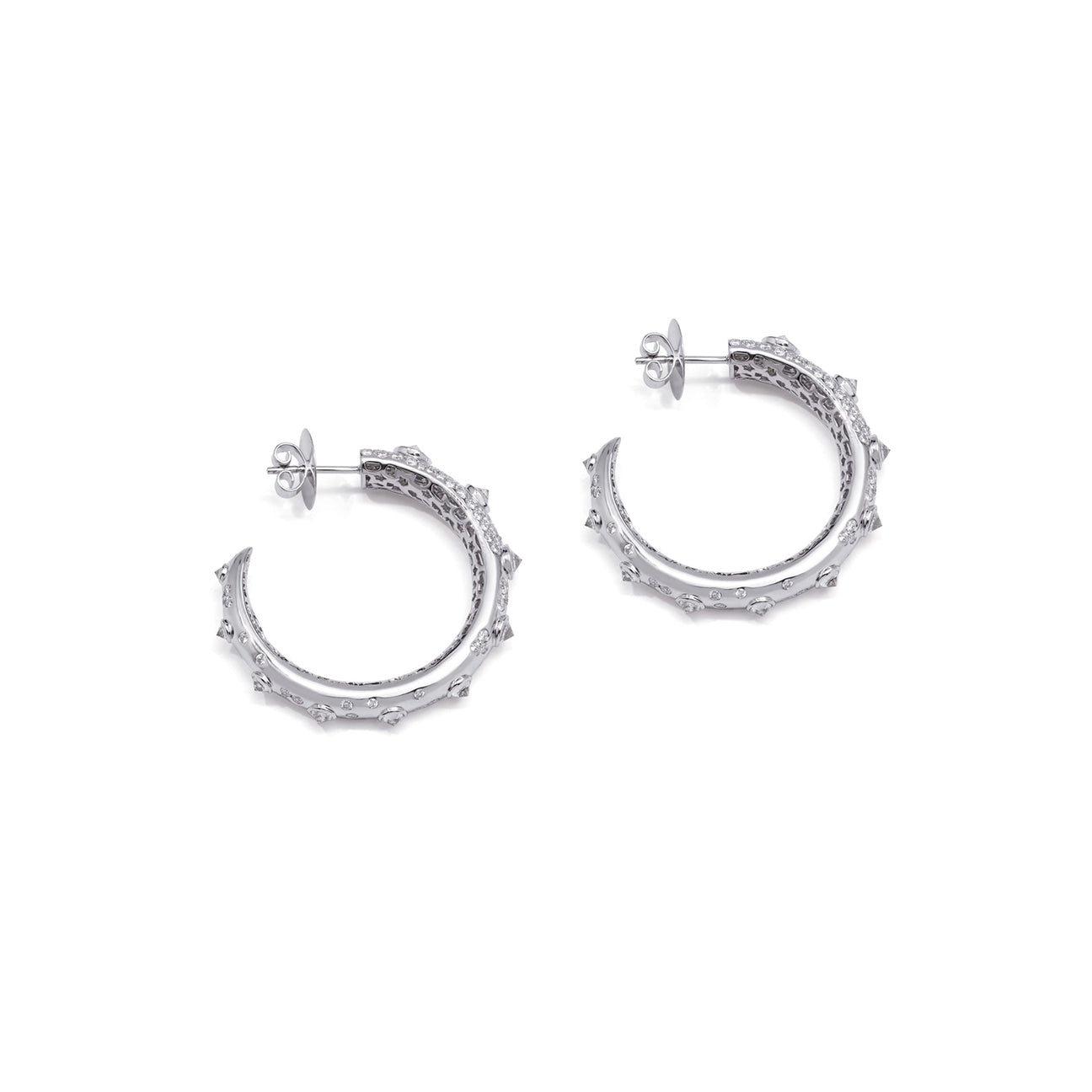 Croc Hoops in 18ct White Gold