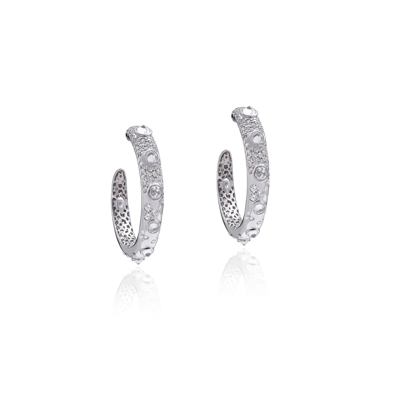 Croc Hoops in 18ct White Gold