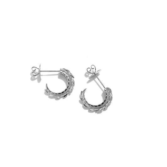 Croc Tail hoops in 18ct White Gold with Diamonds
