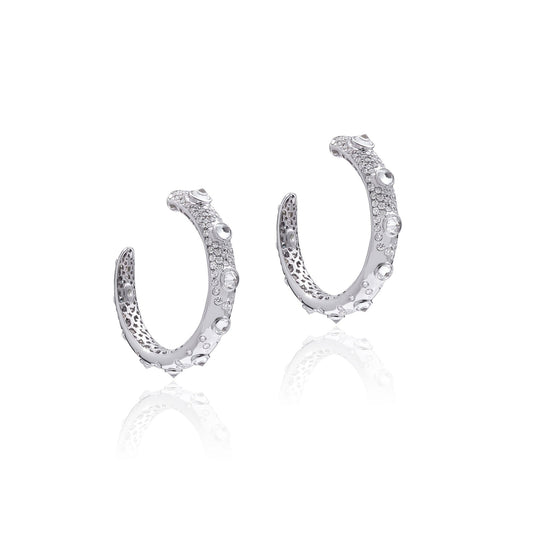 Croc Hoops in 18ct White Gold
