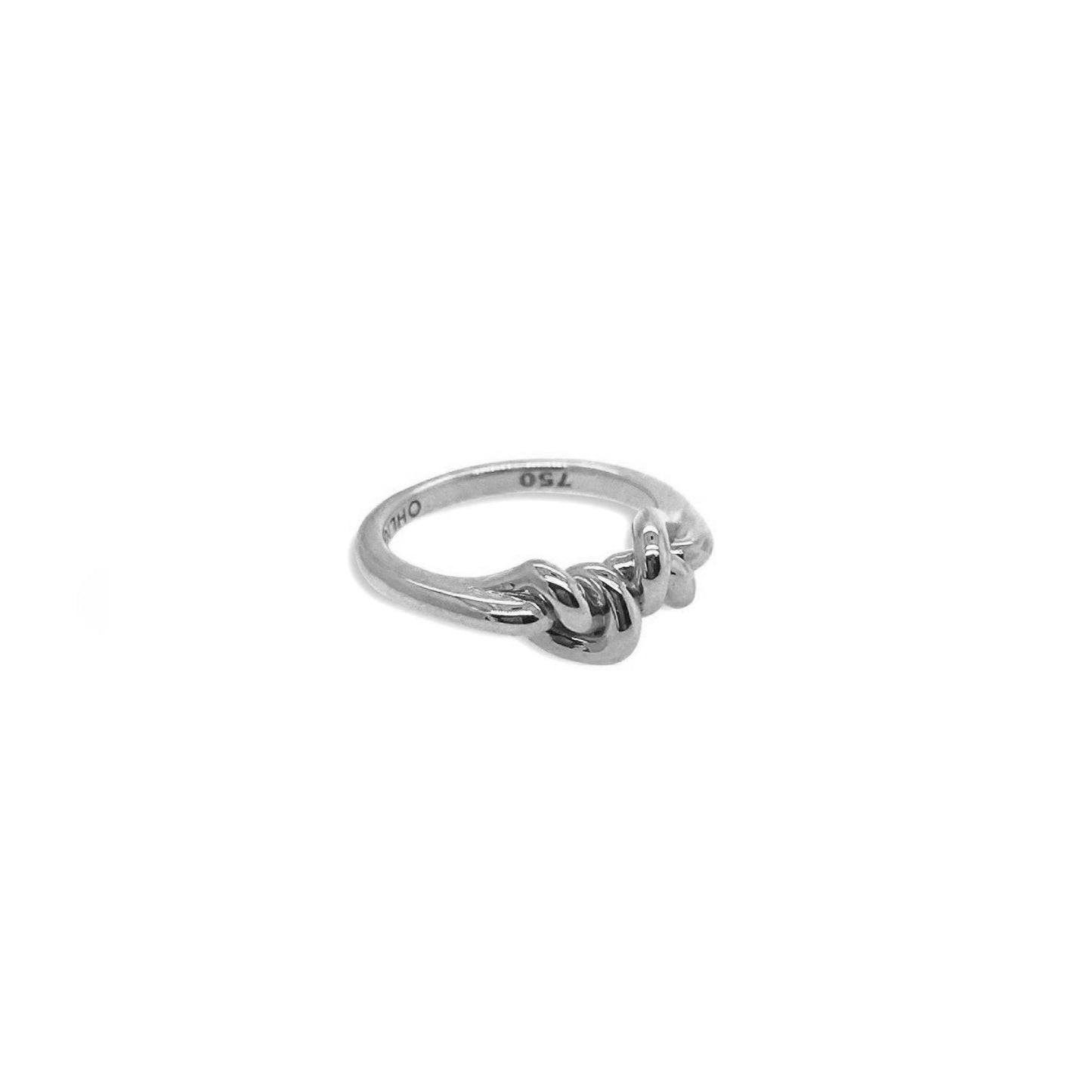 Double Love Knot ring in 18ct White Gold