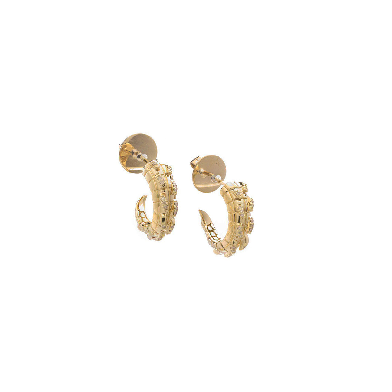 Croc Tail hoops in 18ct Yellow Gold with Yellow Diamonds