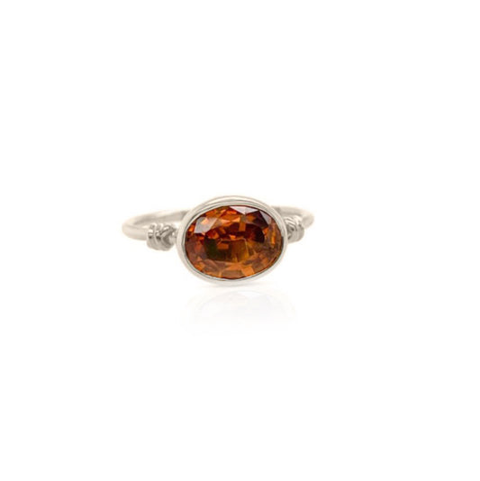 Love Knot ring in Umber Zircon and 18ct White gold