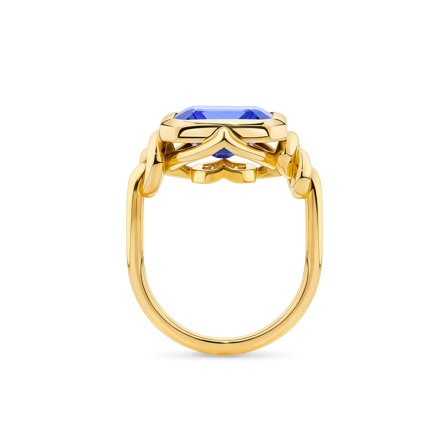 5ct Forget Me Knot Tanzanite ring in 18ct Yellow gold