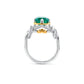 One of a Kind 4ct Emerald Forget Me Knot Emerald Cut ring in 22ct Yellow Gold & Platinum