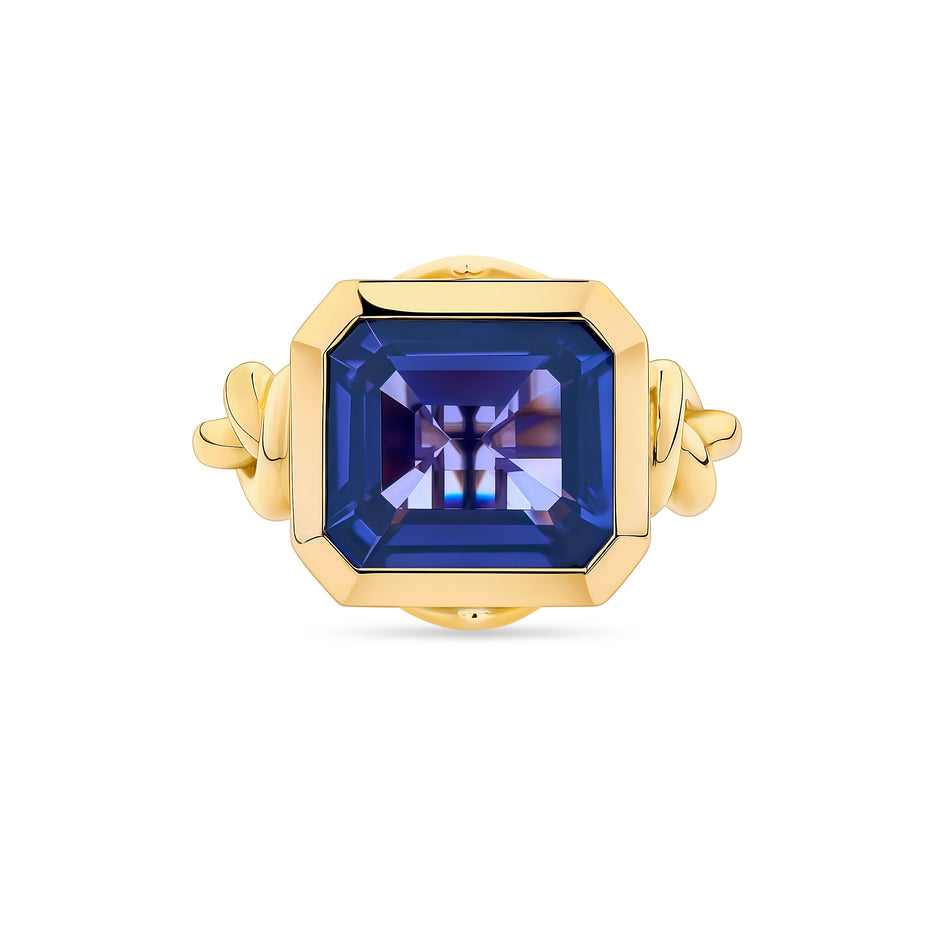 5ct Forget Me Knot Tanzanite ring in 18ct Yellow gold
