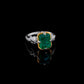 One of a Kind 4ct Emerald Forget Me Knot Emerald Cut ring in 22ct Yellow Gold & Platinum